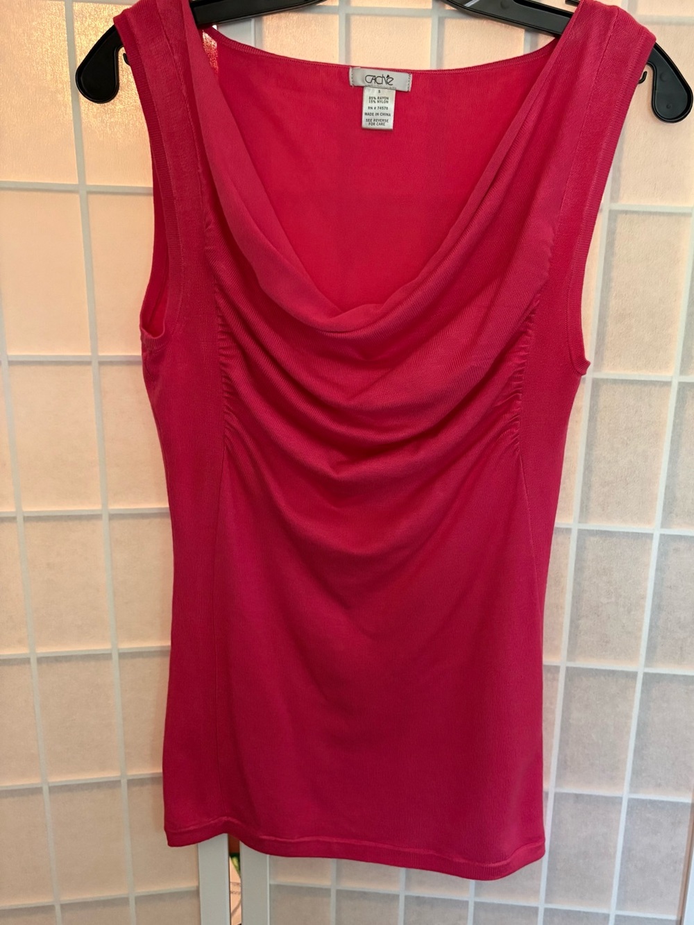 Cache Hot Pink Draped Neck Sleeveless Tank